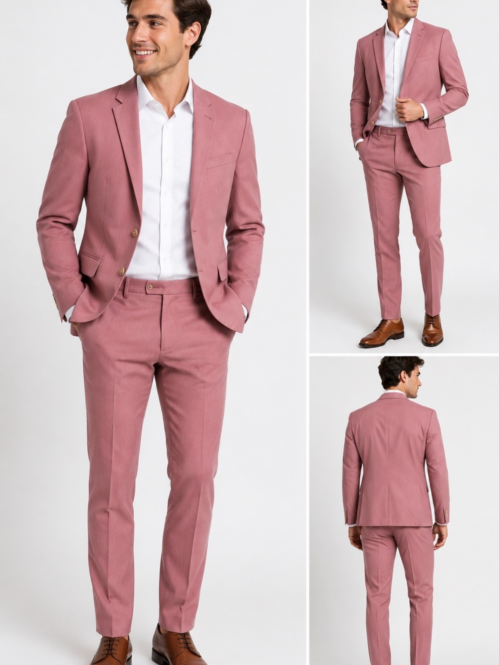 Express Slim Fit Dusty Rose Suit 36S 29x30 Stretch 2 Piece Wedding Blazer Pants